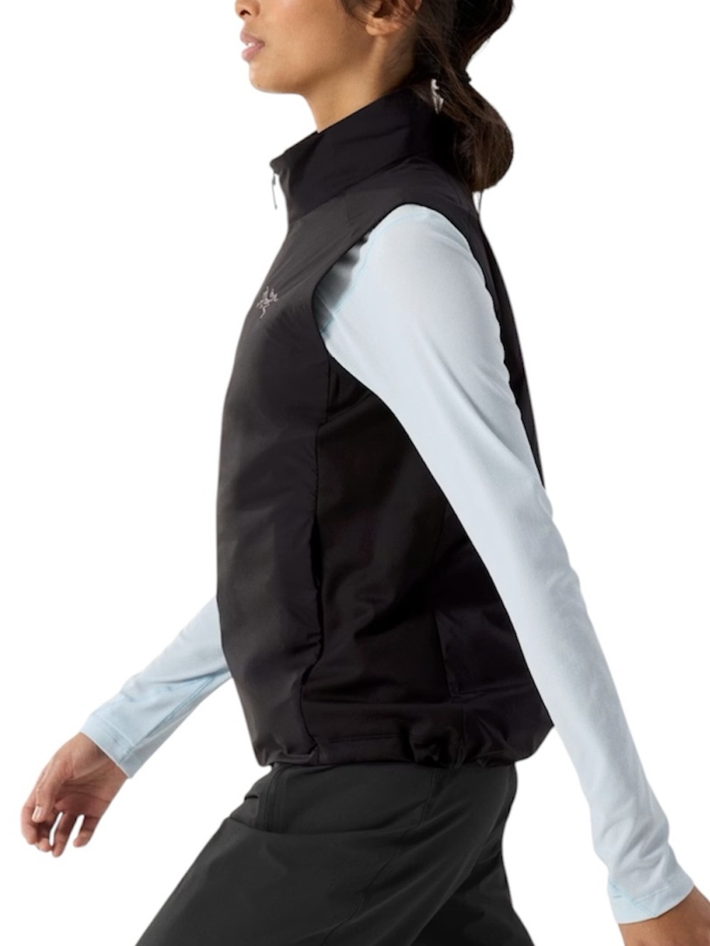 Arc'teryx Women's Atom Ultralight Black Light Puffer Full Zip Vest Size M Logo